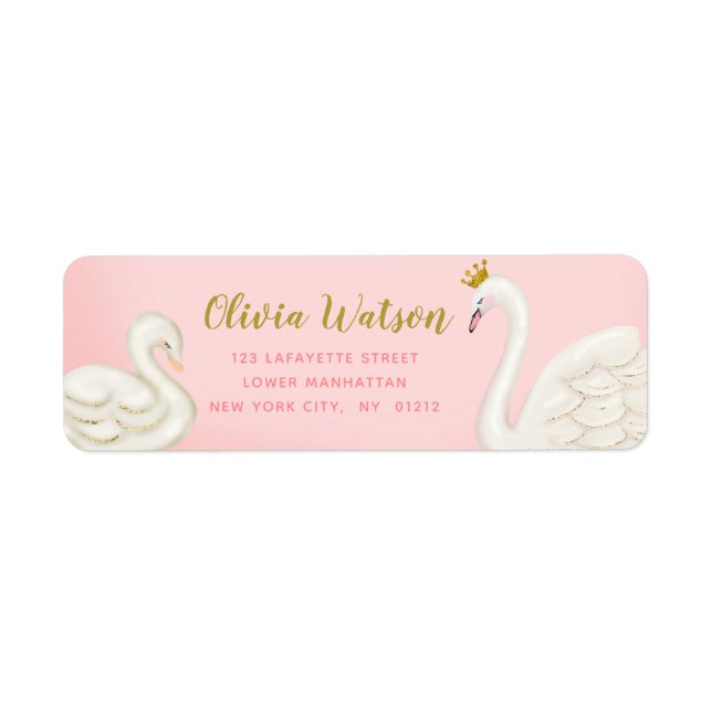 Swan Pond Gold Pink Babydusche Personalisiert (Vorne)