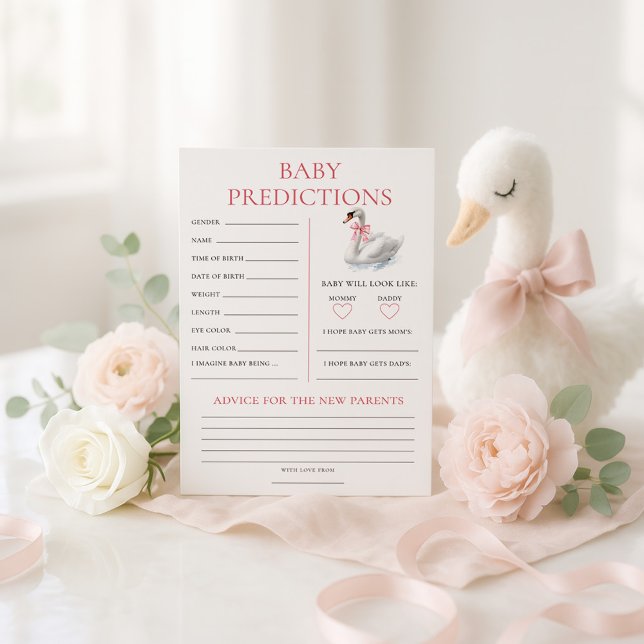 Swan Predictions Baby Shower Game Card Einladung (Von Creator hochgeladen)