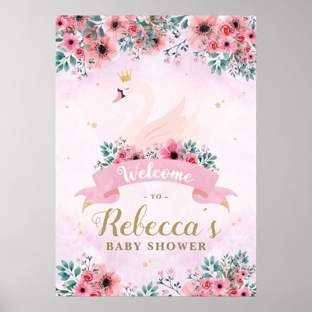 Swan Princess Baby Dusche Begrüßungszeichen Poster (Vorne)