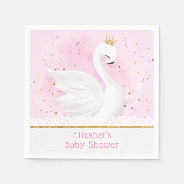Swan Princess Baby Dusche Party Napkins Serviette (Vorderseite)