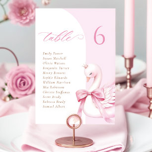 Swan Princess Baby Shower Table Card Tischnummer