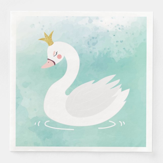 Swan Princess Birthday Napkins, Swan Lake Party Serviette (Vorderseite)