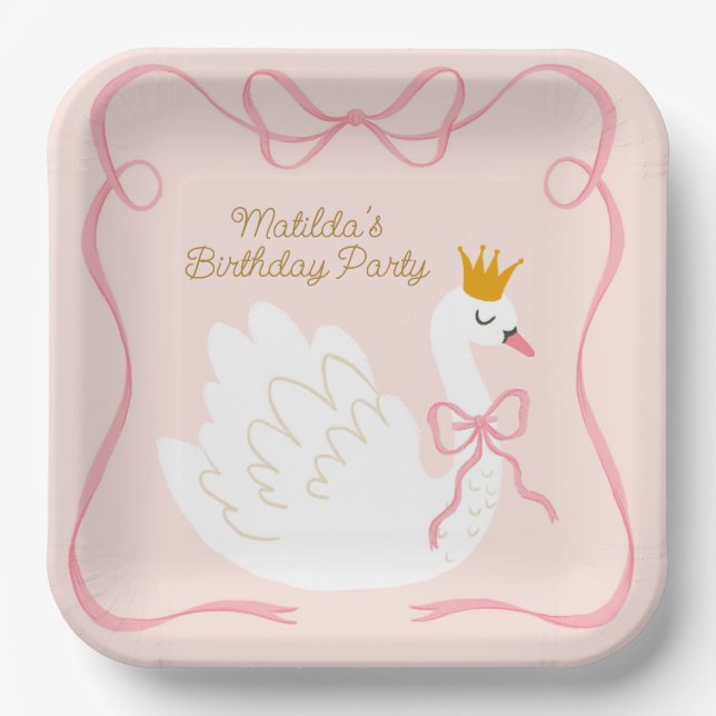 Swan Princess Birthday Pappteller (Vorderseite)