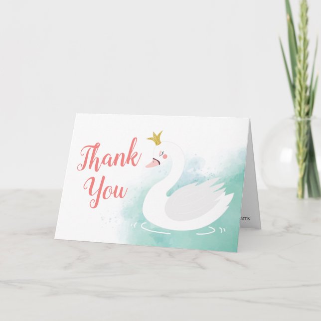 Swan Princess Birthday Thank You Card, Swan Lake Karte (Vorderseite)