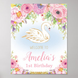 Swan Princess Birthday Welcome Sign Poster