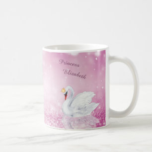 Swan Princess Button Glitzer Lake Monogram  Kaffeetasse