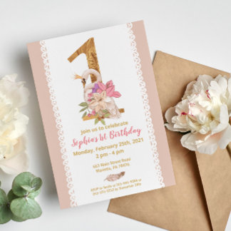 Swan Princess Einladung zum 1. Geburtstag