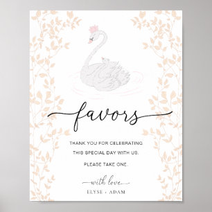 Swan Princess Favors Sign Poster