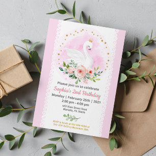 Swan Princess Geburtstagsparty Einladung