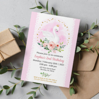 Swan Princess Geburtstagsparty Einladung