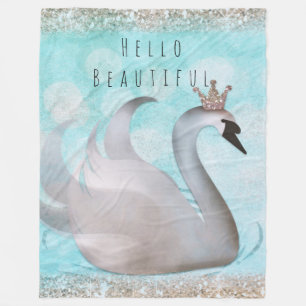Swan Princess Imitate Gold Glitzer Chic Fairy Tale Fleecedecke