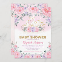 Swan Princess Lavender Pink Peonies Baby Dusche