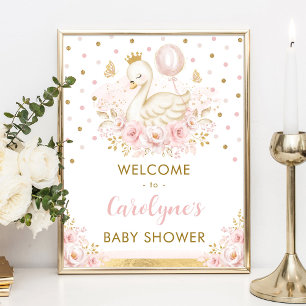 Swan Princess mit Pink Balloon Welcome Baby Girl Poster