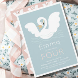 Swan Princess Modern Blue Girl Birthday Einladung
