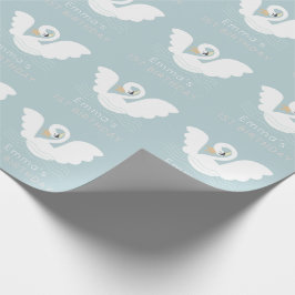 Swan Princess Modern Blue Girl Birthday Geschenkpapier