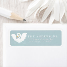 Swan Princess Modern Blue Return Address