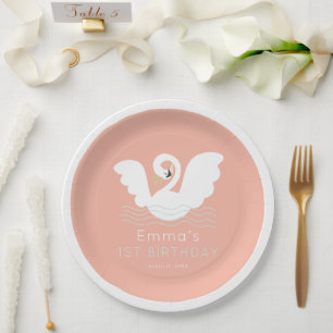 Swan Princess Modern Pink Girl Geburtstag Pappteller