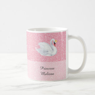Swan Princess Monogram Silver Glitzer Kaffee Tasse