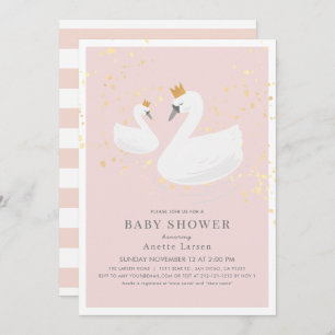 Swan Princess Pink Baby Dusche Einladung