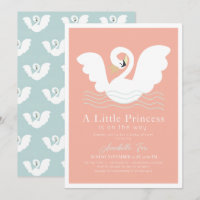 Swan Princess Pink Modern Girl Baby Dusche