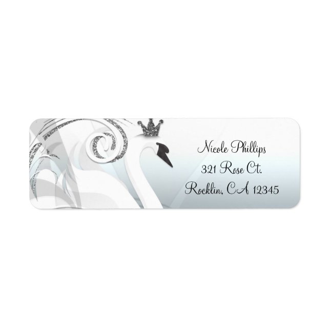 Swan Princess Silver & White Elegante Einladung (Vorne)