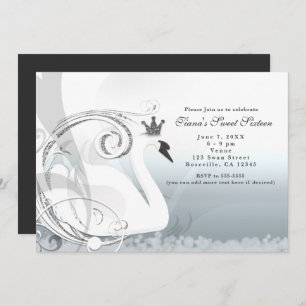 Swan Princess Silver & White Elegante Einladungen
