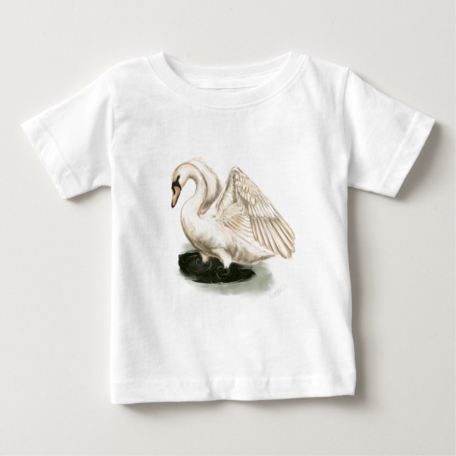 Swan Print Baby Tutu Bodysuit Baby T-shirt (Vorderseite)