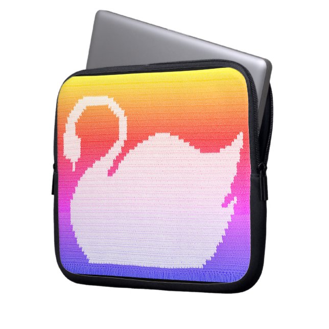 Swan Rainbow Artisan Crochet Print Electronics Bag Laptopschutzhülle (Vorderseite Links)