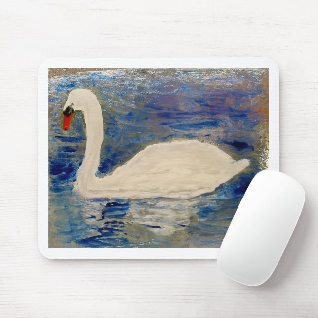 Swan Reflections Benutzerdefinierte Grenzfarbe Mousepad (Mit Mouse)