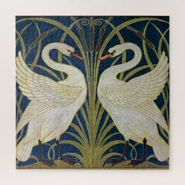 Swan, Rush und Iris von Walter Crane Puzzle (Vertikal)