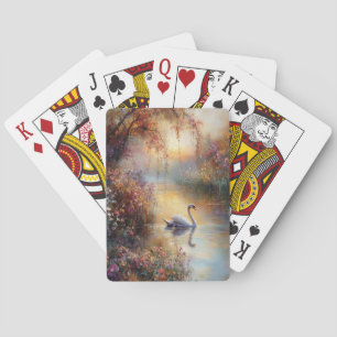 Swan Rustic Impressionist Malerei Spielkarten
