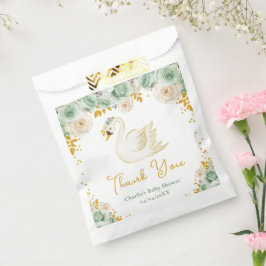 Swan Sage Green Gold Rose Kinderdusche Vielen Dank Geschenktütchen