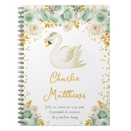Swan Sage Green und Gold Rose Birnenstatistik Notizblock