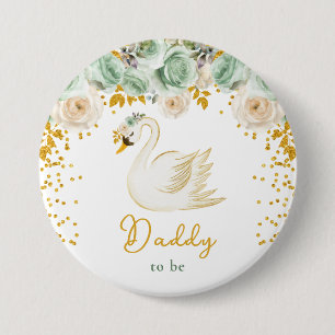 Swan Sage Green und Gold Rose Papa zu sein Button