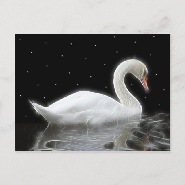 Swan Schwimmen in der Nacht Postkarte (Vorderseite)