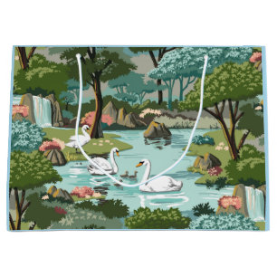 Swan See-Retro Art-Farbe durch Zahl Große Geschenktüte