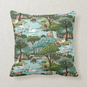 Swan See-Retro Art-Farbe durch Zahl Kissen