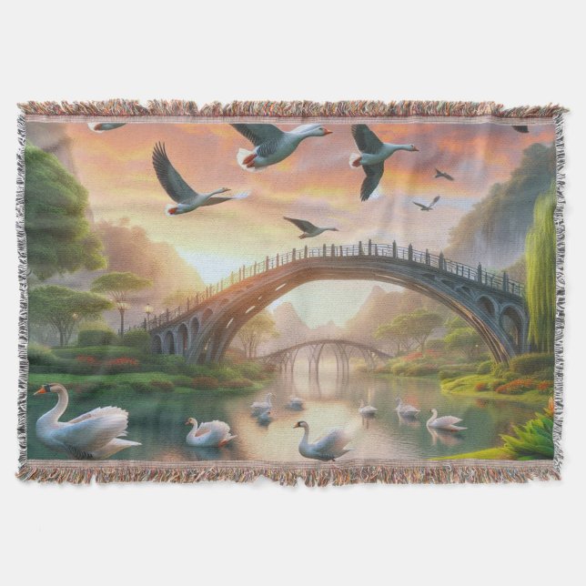Swan Serenade Woven Throw Decke (Vorderseite)