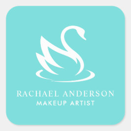 Swan-Silhouette über Robin Egg Blue Quadratischer Aufkleber