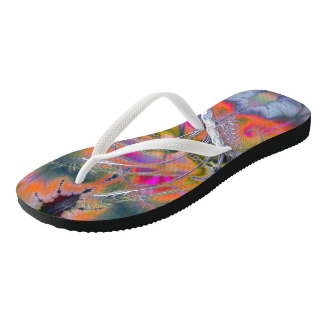 Swan Song Psychedelic Fraktal Flip Flops (Schrägansicht)