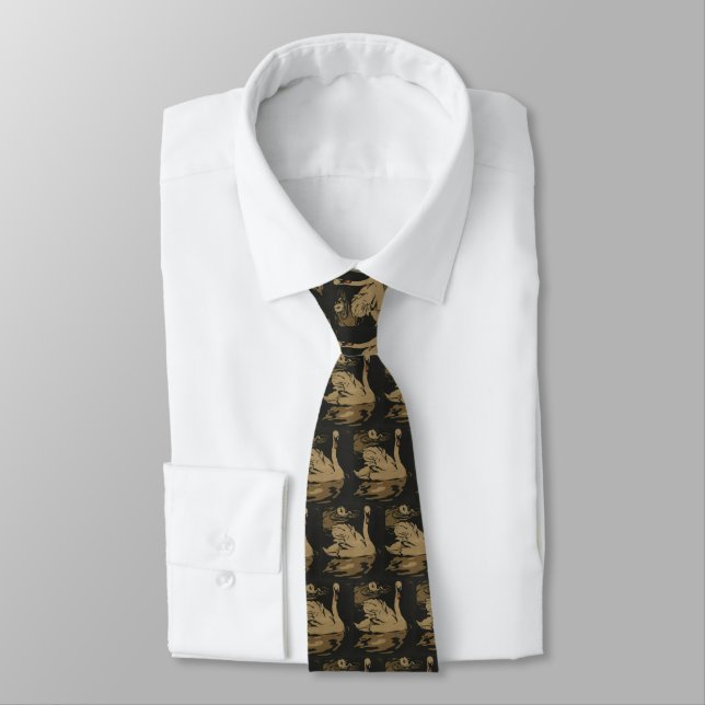 Swan - Square Animals Illustration Neck Tie Krawatte (Gebunden)
