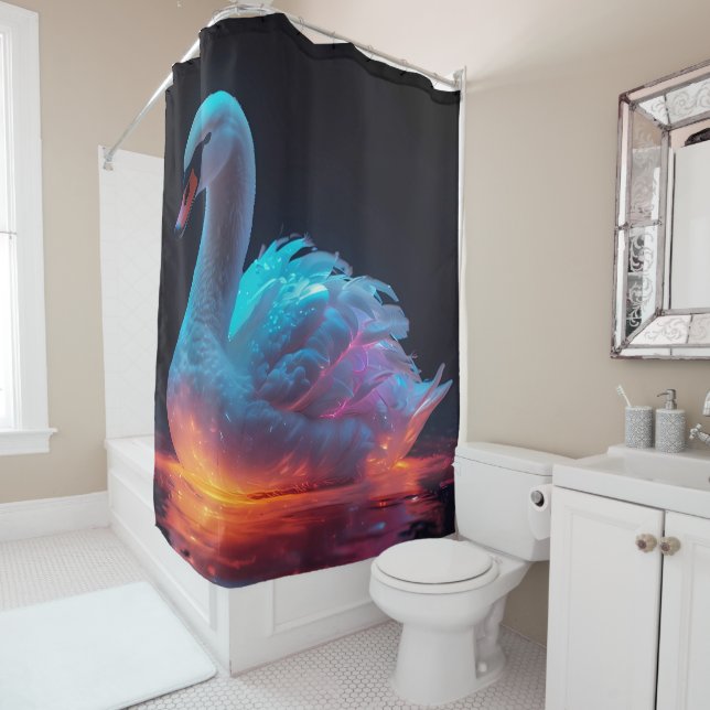 Swan Stached Glass Mosaic Badezimmer Duschvorhang (Beispiel)