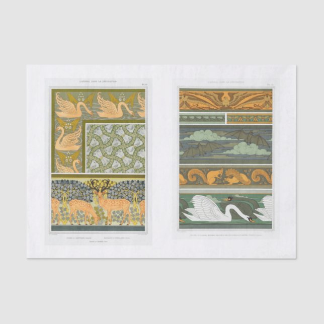 Swan Stag Bat Sammeldecoup Seidenpapier (Vorderseite)