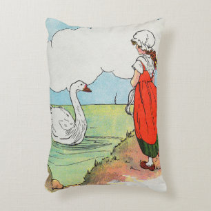 Swan, Swan Over Sea Mother Gänse Kinderzimmer Rhym Dekokissen