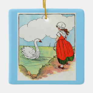 Swan, Swan Over Sea Mother Gänse Kinderzimmer Rhym Keramikornament