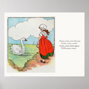Swan, Swan Over Sea Mother Gänse Kinderzimmer Rhym Poster