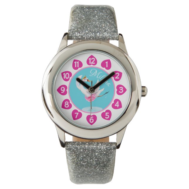 Swan Tanz auf See Wasserfarben, Peitsche Kunst Mäd Armbanduhr (Vorderseite)