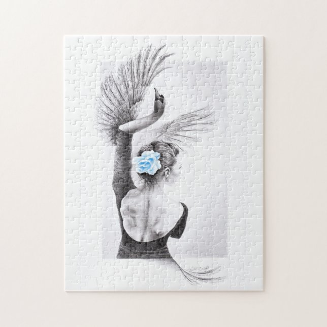 Swan tanzende Frau Ballett Surreal zeichnend Kunst Puzzle (Vertikal)