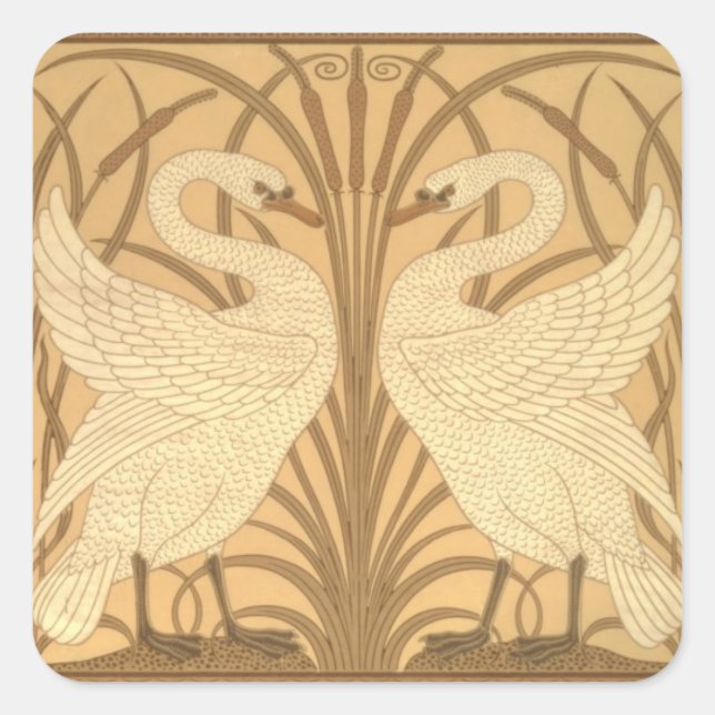 Swan Tapete Design Quadratischer Aufkleber (Vorderseite)