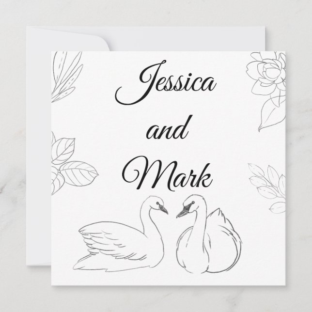 Swan Theme Wedding Enclosure Card Einladung (Vorderseite)